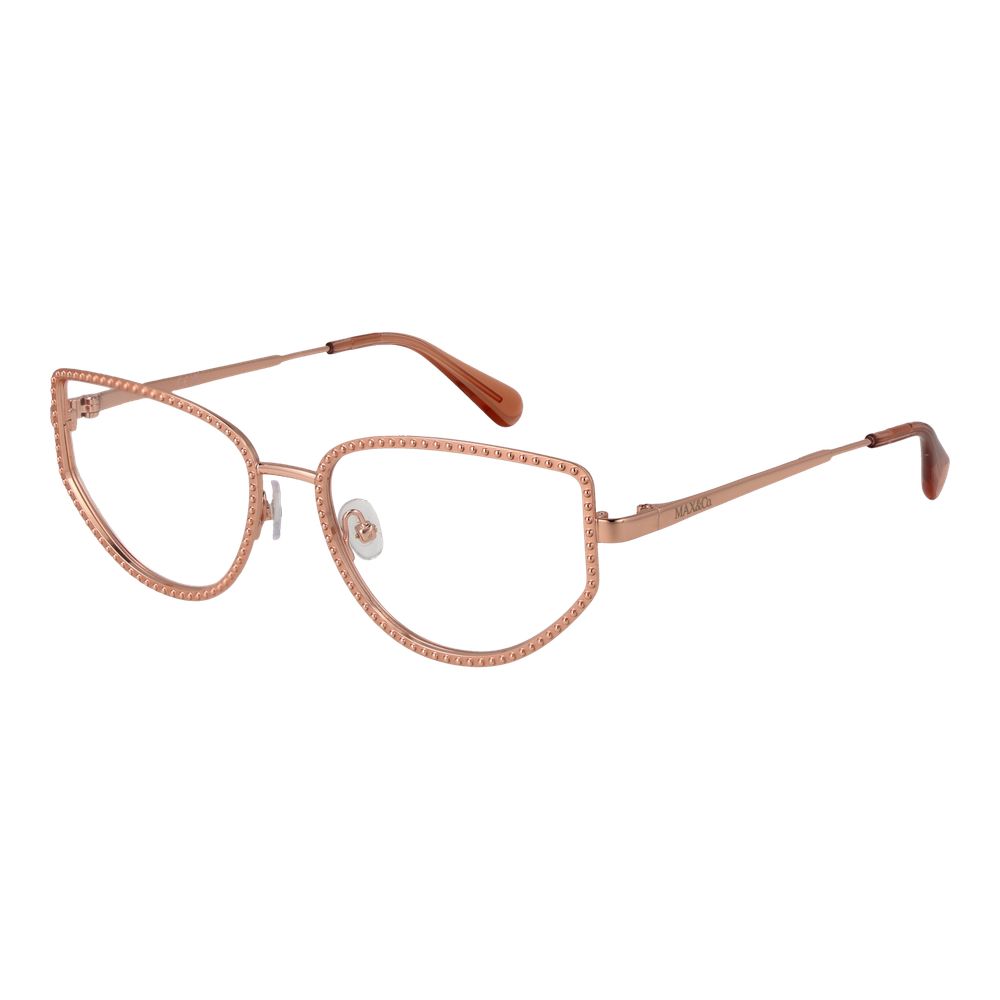Max & Co rose gold metal glasses frames with sleek design and clear lenses, stylish eyewear for everyday wear.
