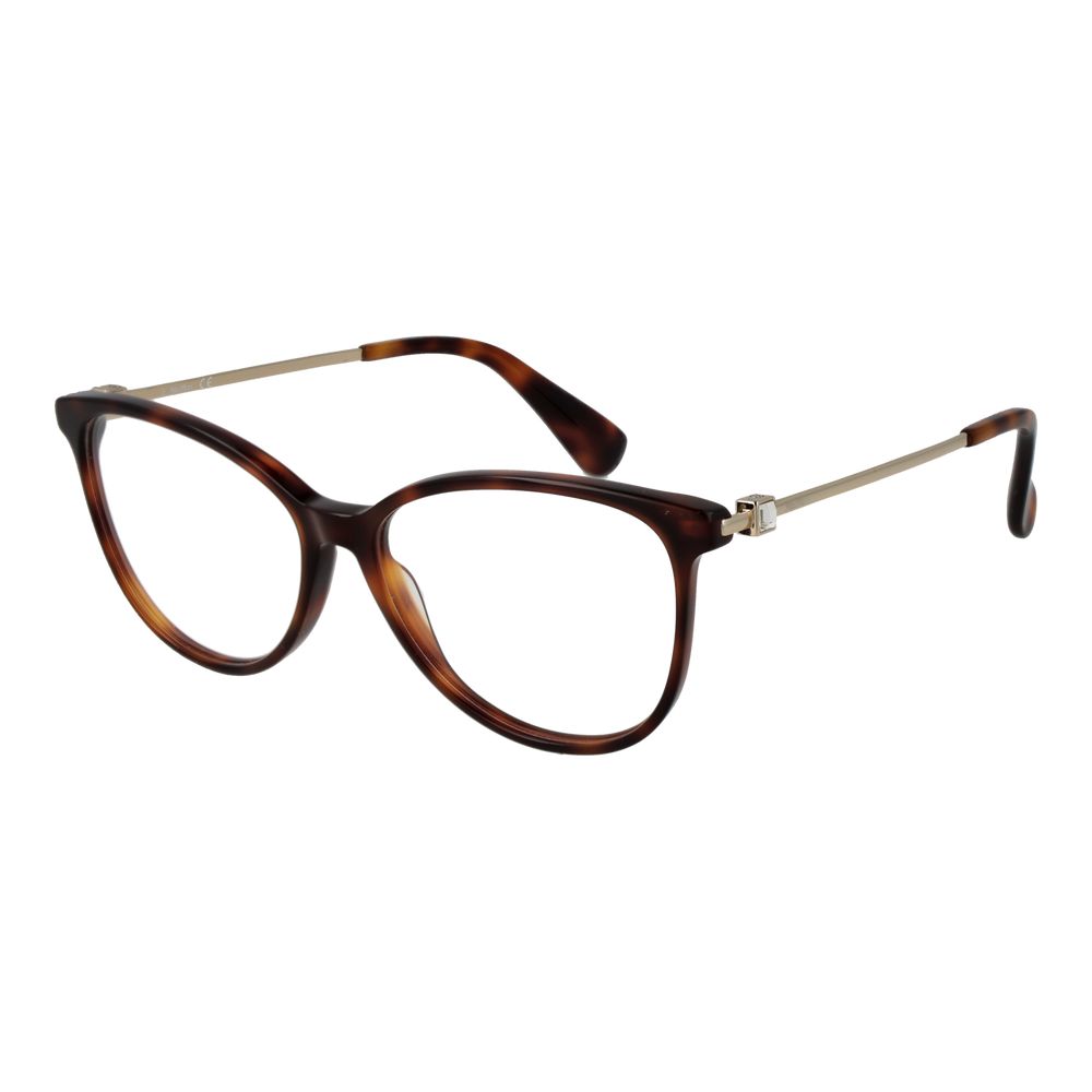 Max Mara brown metal and plastic eyeglass frames with clear lenses, stylish and modern design.