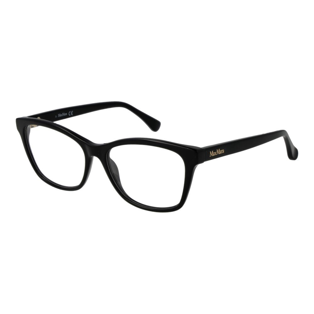 Max Mara black acetate glasses frames with sleek design and clear lenses, stylish eyewear for everyday wear.