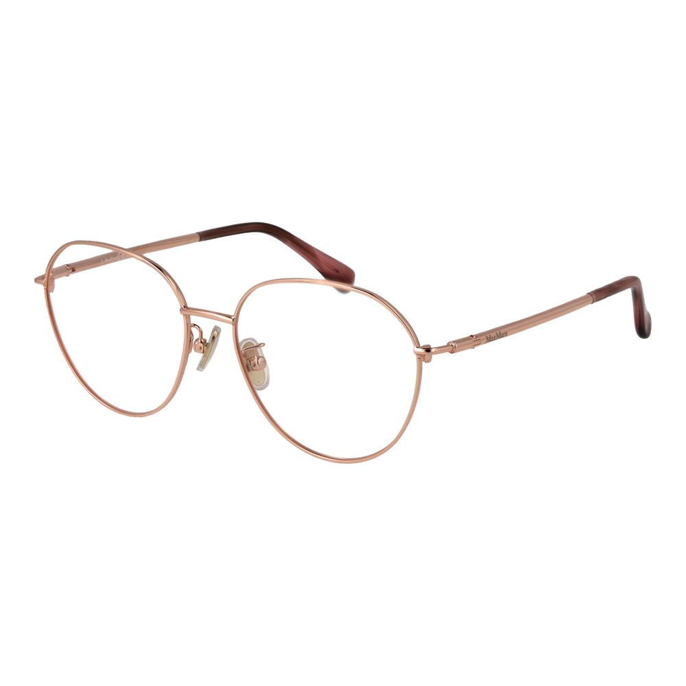 Max Mara rose gold metal glasses frames with clear lenses, stylish and lightweight eyewear accessory.