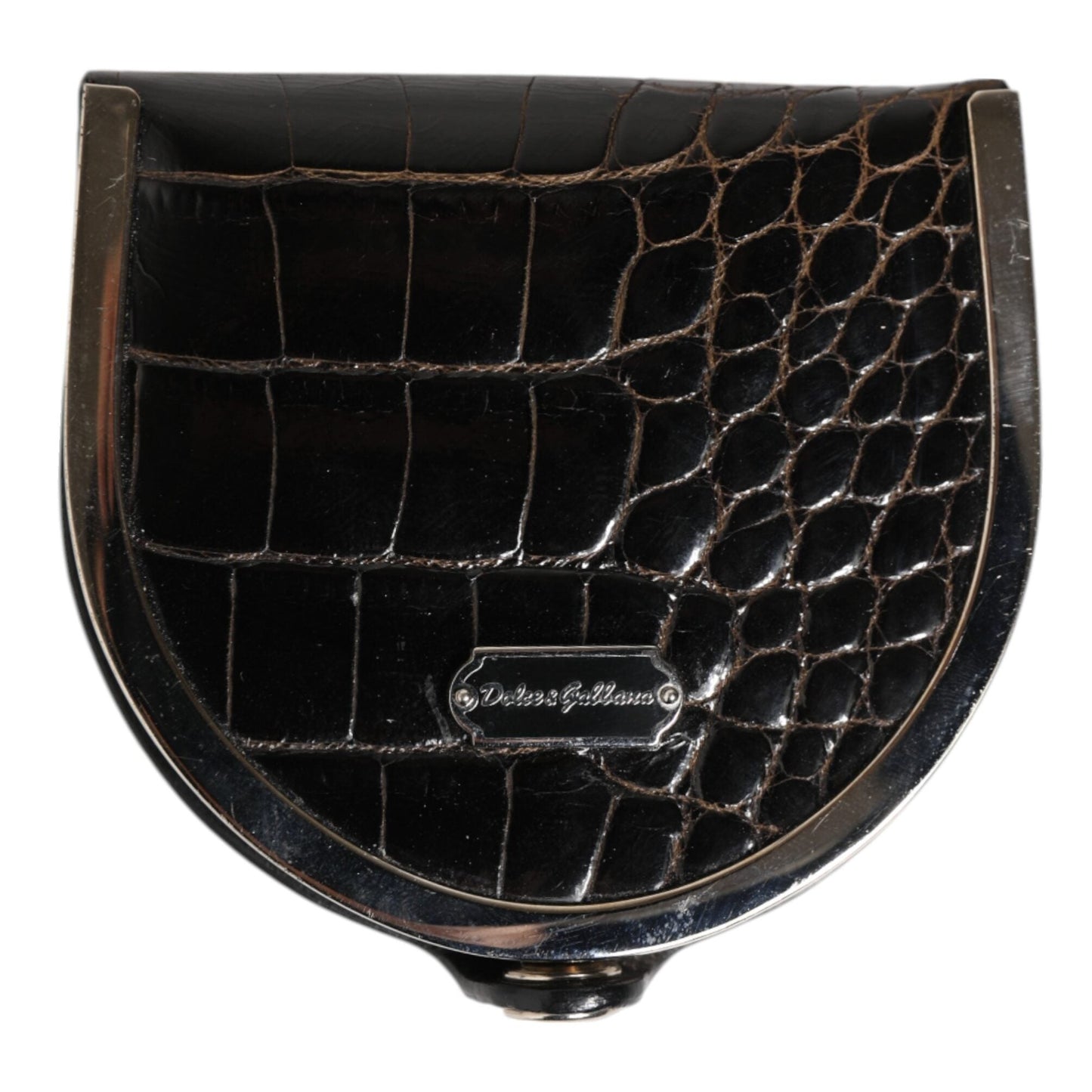 Dolce & Gabbana Black Polished Crocodile Leather Mens Coin Purse Wallet