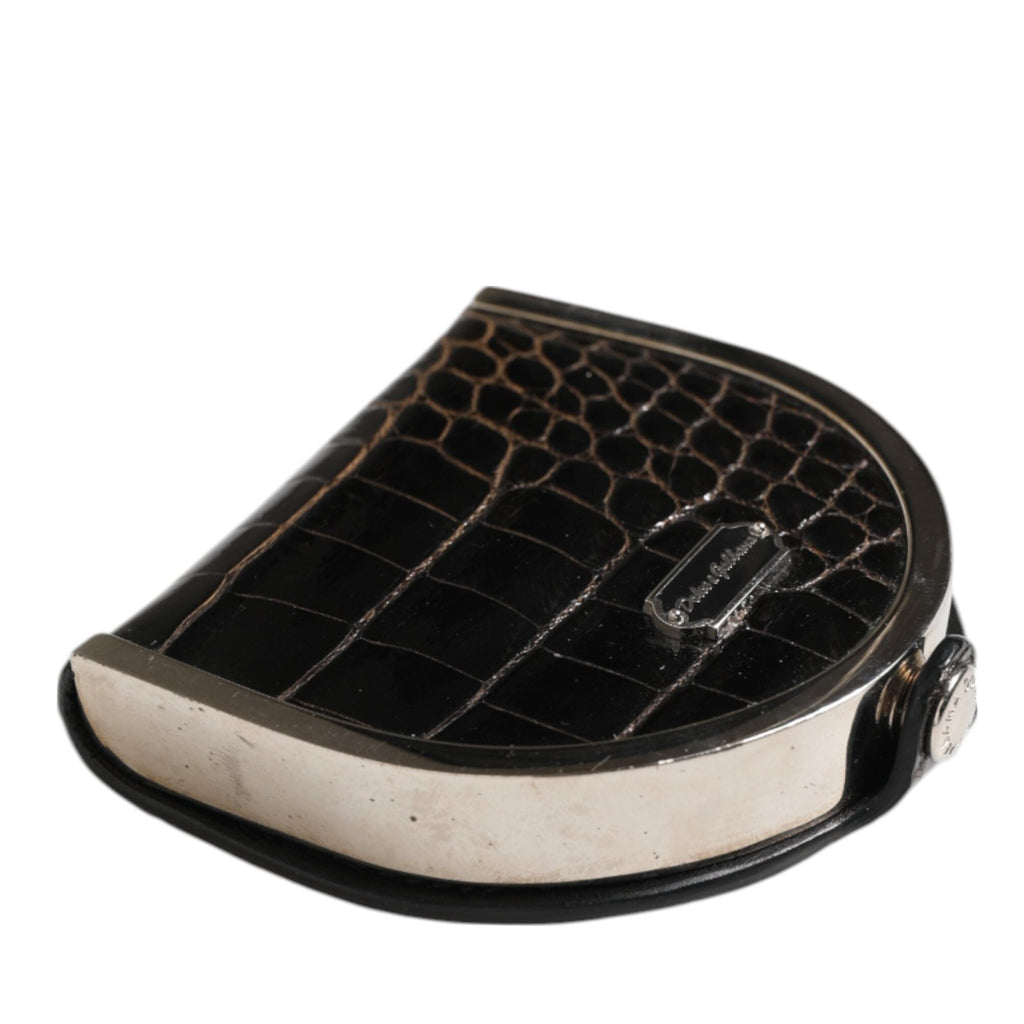 Dolce & Gabbana Black Polished Crocodile Leather Mens Coin Purse Wallet