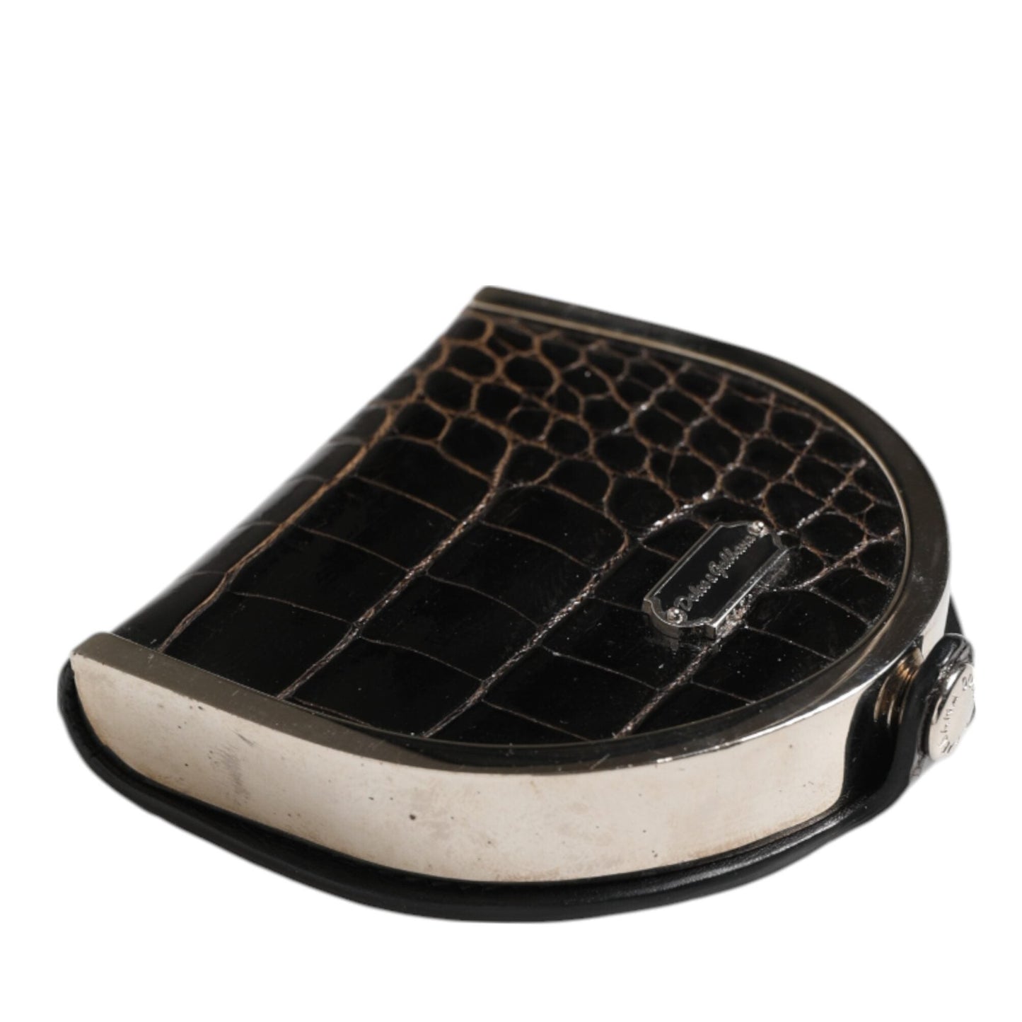 Dolce & Gabbana Black Polished Crocodile Leather Mens Coin Purse Wallet