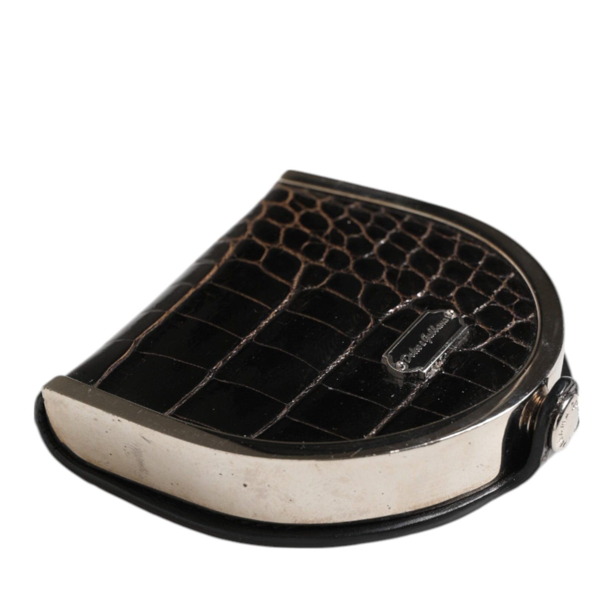 Dolce & Gabbana Black Polished Crocodile Leather Mens Coin Purse Wallet