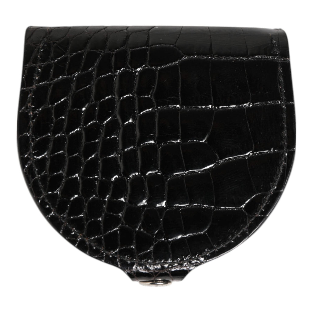 Dolce & Gabbana Black Polished Crocodile Leather Mens Coin Purse Wallet