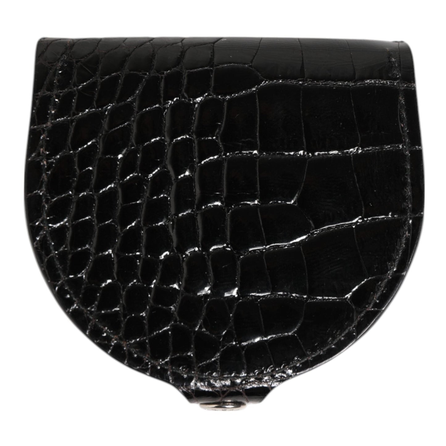 Dolce & Gabbana Black Polished Crocodile Leather Mens Coin Purse Wallet