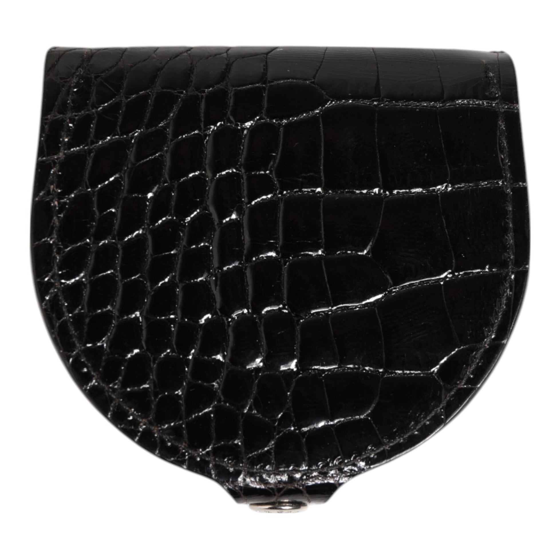 Dolce & Gabbana Black Polished Crocodile Leather Mens Coin Purse Wallet