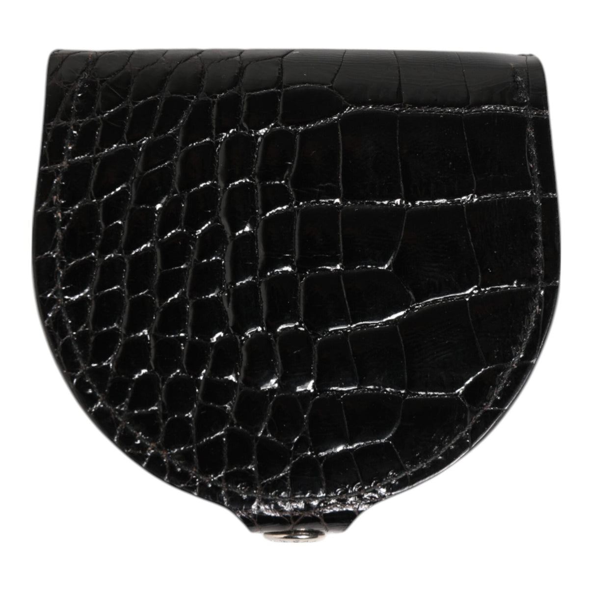 Dolce & Gabbana Black Polished Crocodile Leather Mens Coin Purse Wallet