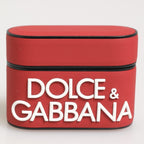 Dolce & Gabbana Red White Silicone Embossed Logo Accessory Airpods Case