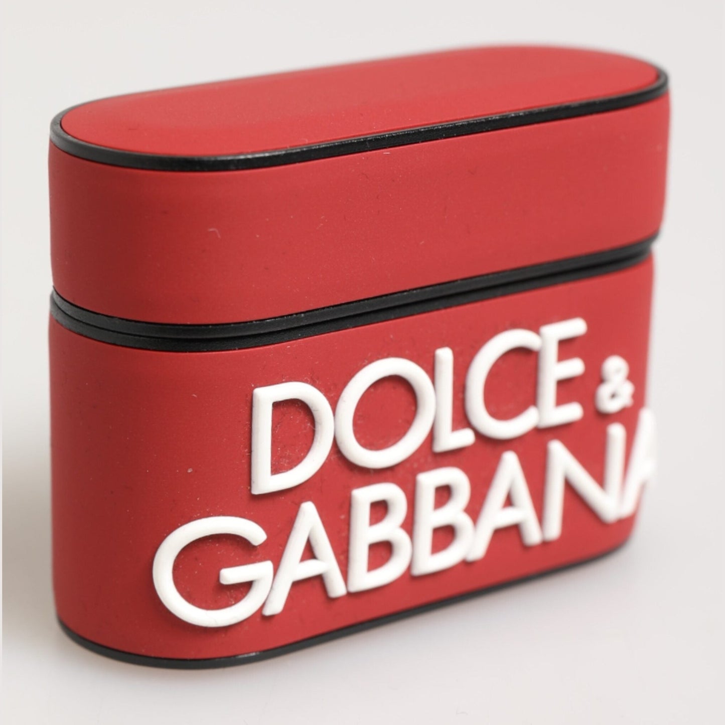Dolce & Gabbana Red White Silicone Embossed Logo Accessory Airpods Case