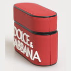 Dolce & Gabbana Red White Silicone Embossed Logo Accessory Airpods Case