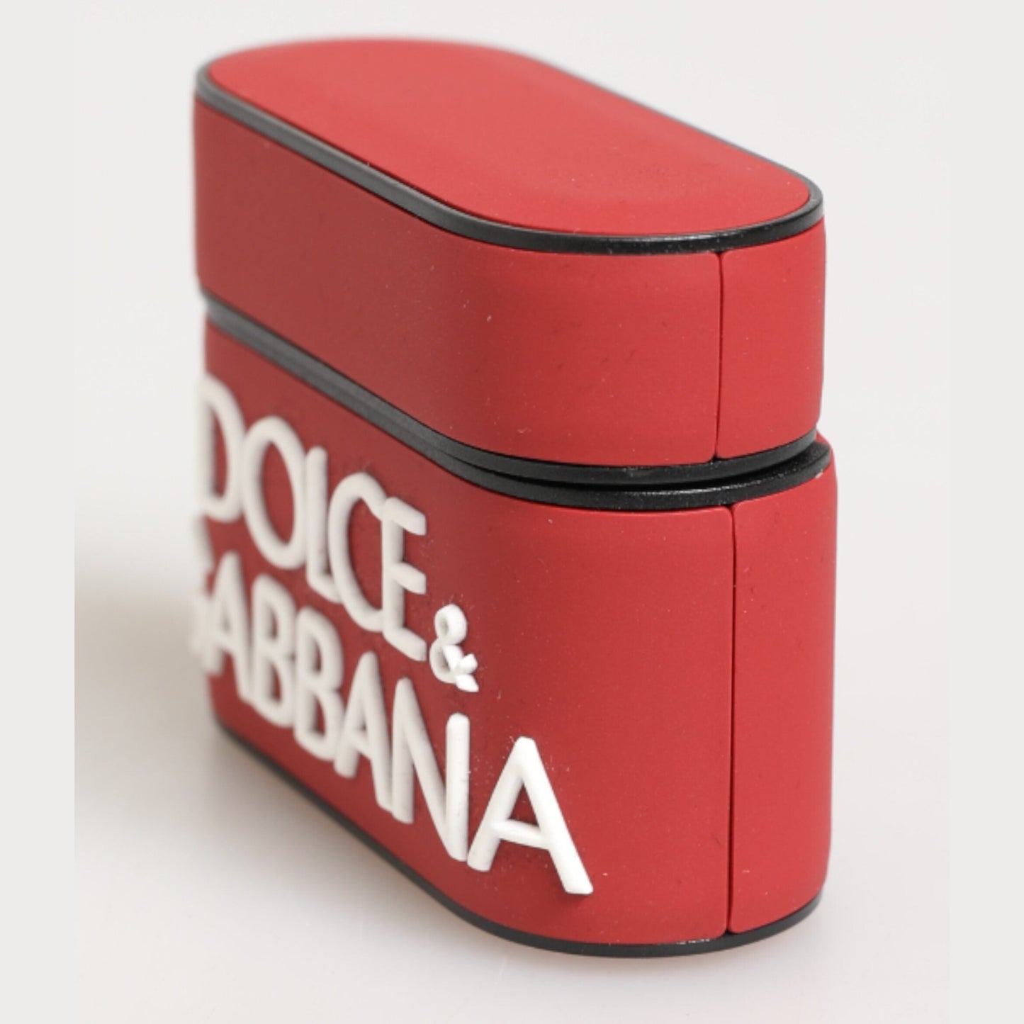 Dolce & Gabbana Red White Silicone Embossed Logo Accessory Airpods Case