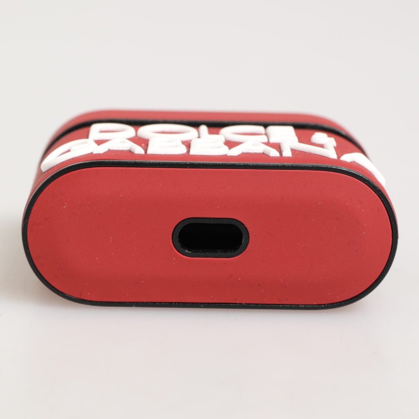 Dolce & Gabbana Red White Silicone Embossed Logo Accessory Airpods Case