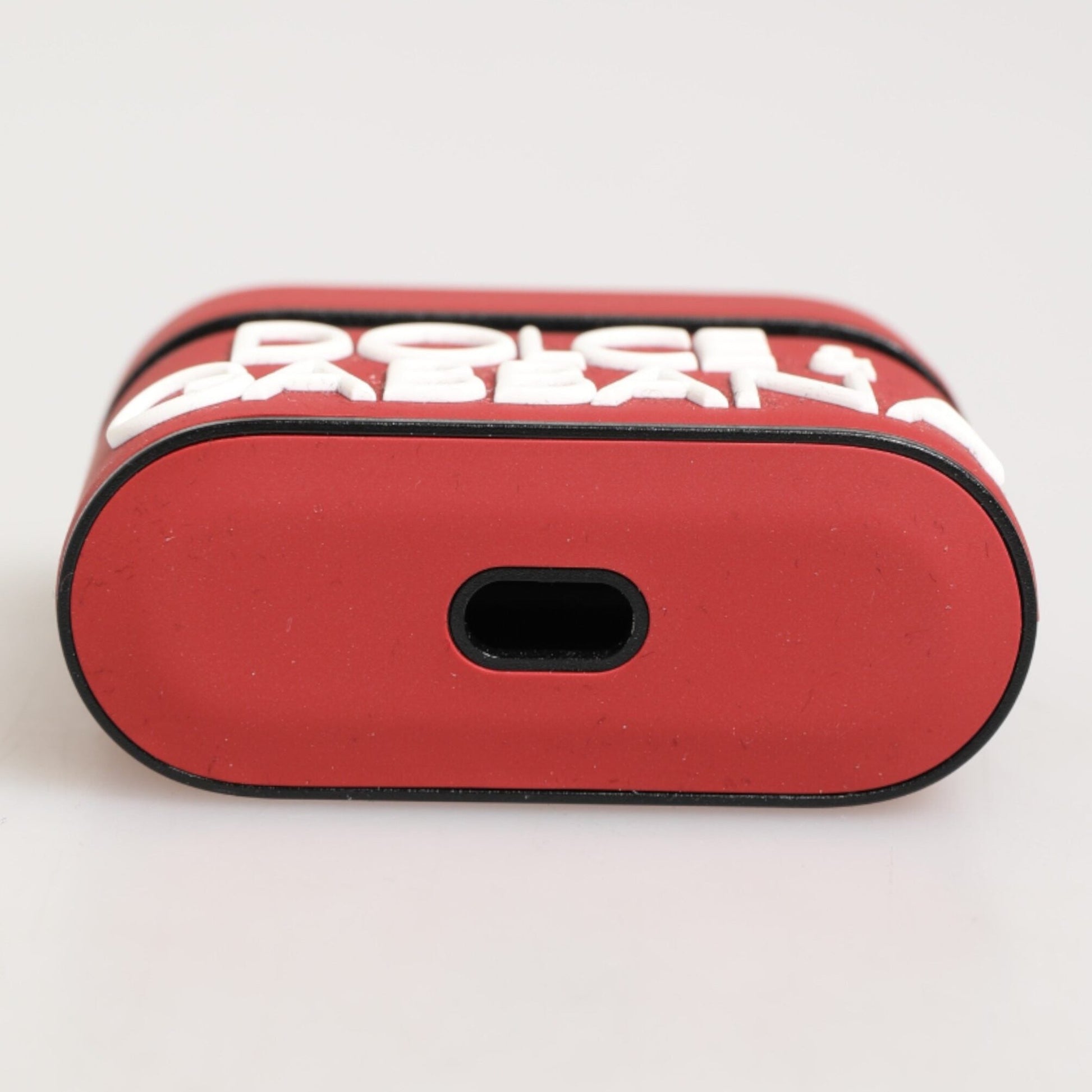 Dolce & Gabbana Red White Silicone Embossed Logo Accessory Airpods Case