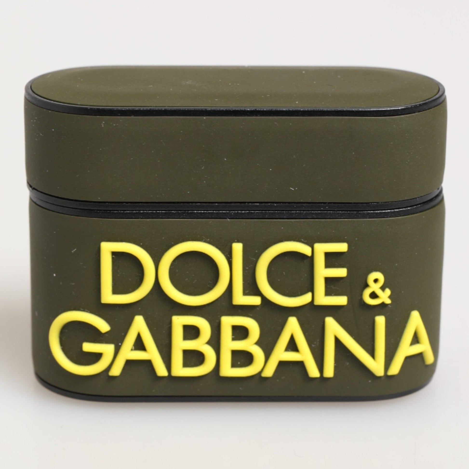 Dolce & Gabbana Army Green Rubber Logo Embossed Accessory Airpods Case