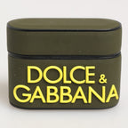 Dolce & Gabbana Army Green Rubber Logo Embossed Accessory Airpods Case