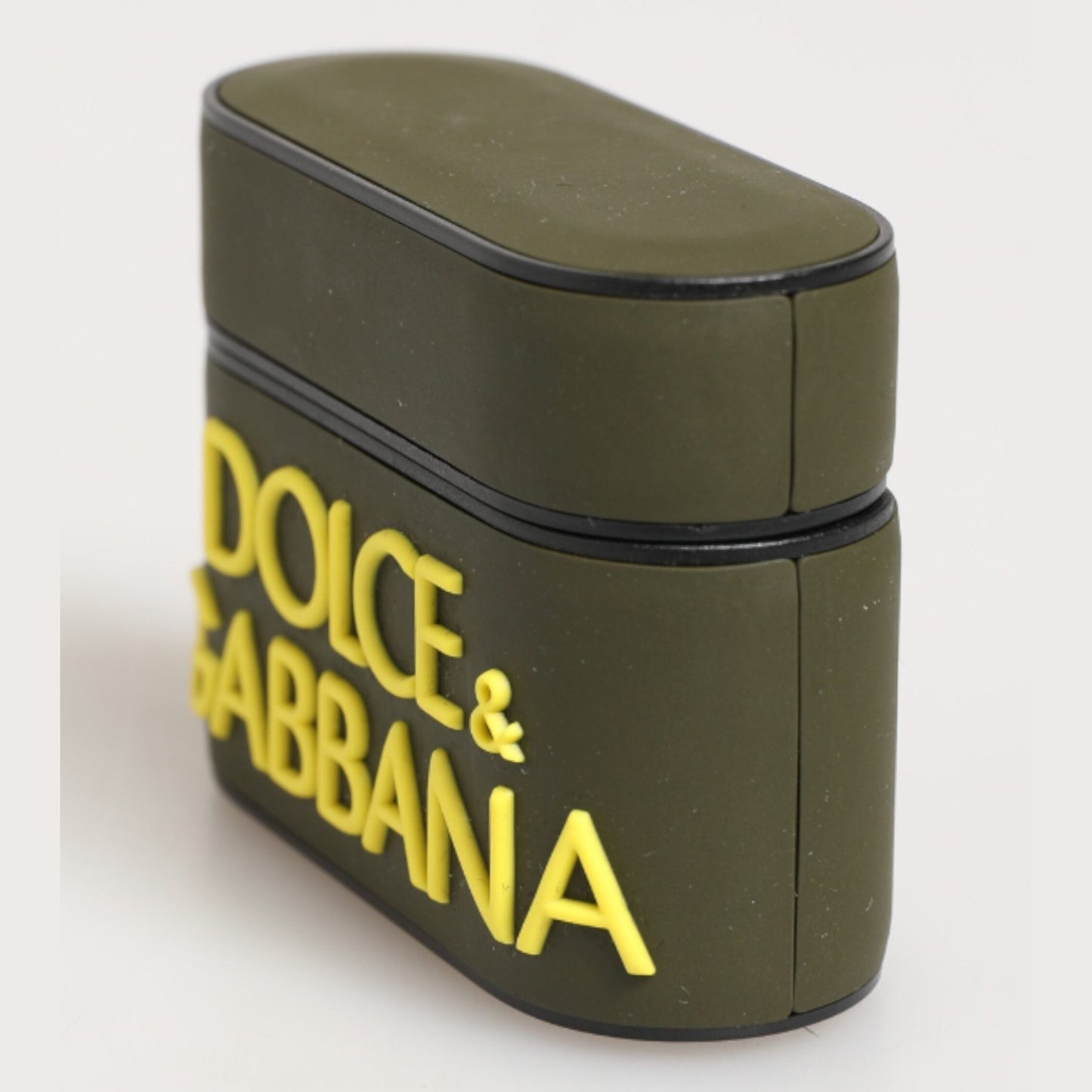Dolce & Gabbana Army Green Rubber Logo Embossed Accessory Airpods Case