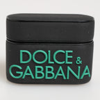 Dolce & Gabbana Black Mint Rubber Logo Embossed Accessory Airpods Case