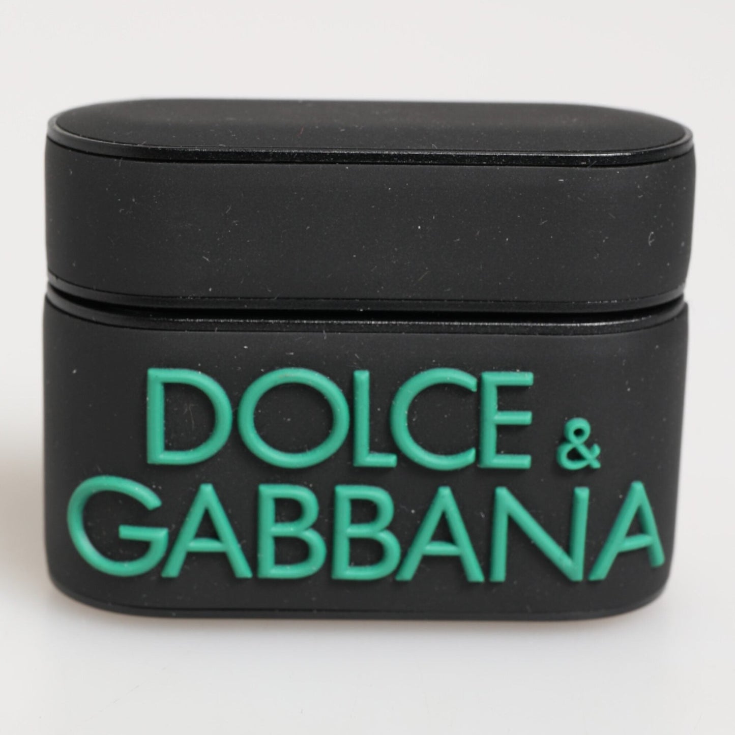 Dolce & Gabbana Black Mint Rubber Logo Embossed Accessory Airpods Case
