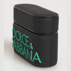 Dolce & Gabbana Black Mint Rubber Logo Embossed Accessory Airpods Case