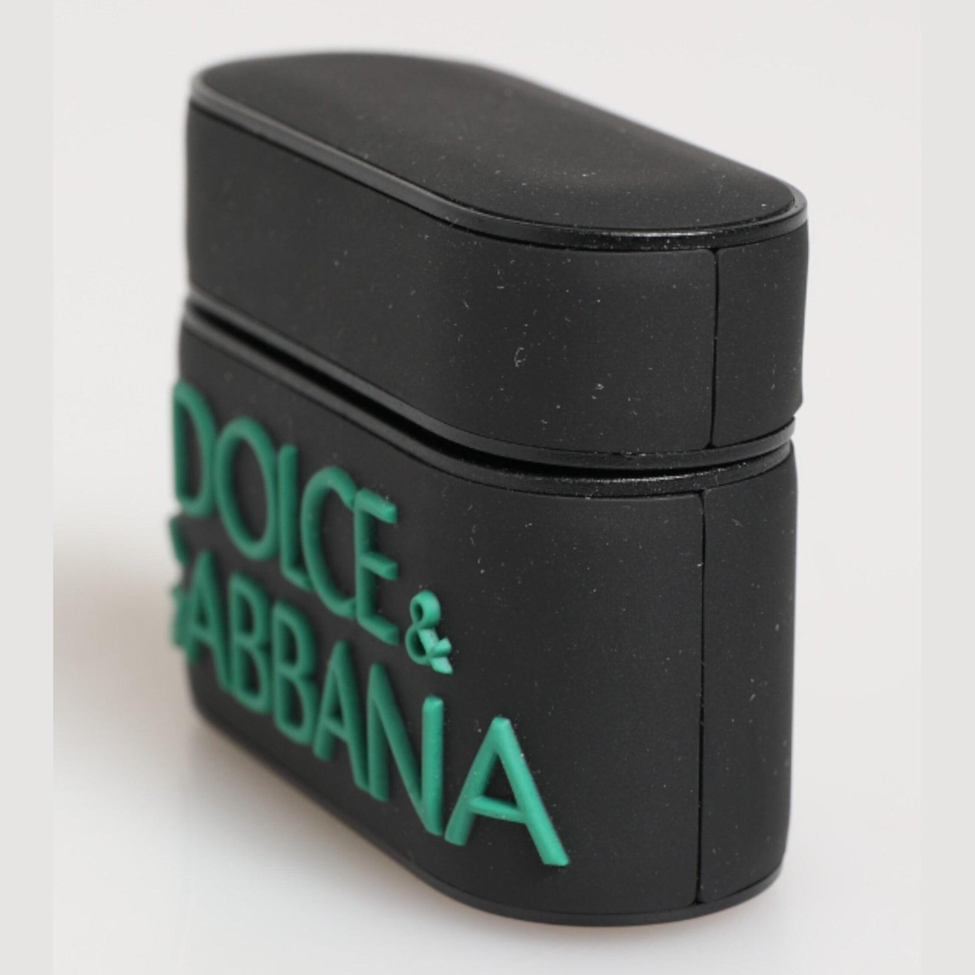 Dolce & Gabbana Black Mint Rubber Logo Embossed Accessory Airpods Case