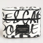 Dolce & Gabbana Black White Leather Monogram Print Logo Holder Airpods Case