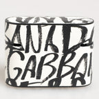 Dolce & Gabbana Black White Leather Monogram Print Logo Holder Airpods Case