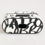 Dolce & Gabbana Black White Leather Monogram Print Logo Holder Airpods Case