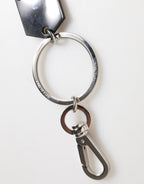 Dolce & Gabbana Black Sint Glass Plaque DG Logo Metal PlateKeychain Keyring