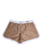 Dolce & Gabbana Brown White Polyester Re-Edition Shorts Swimwear Dolce & Gabbana