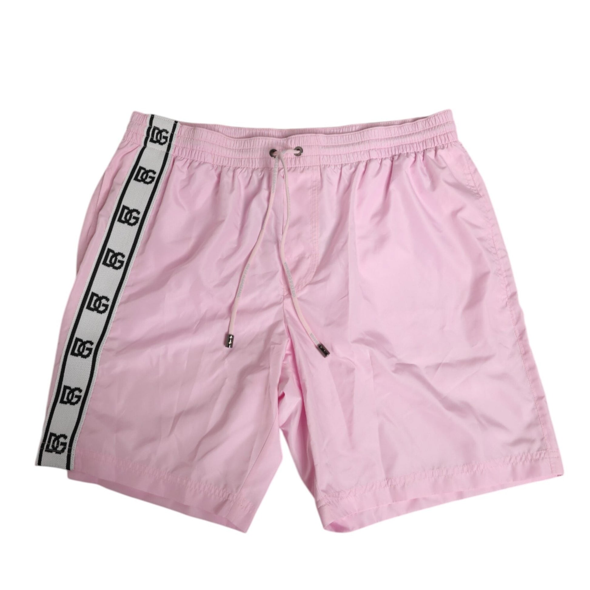 Dolce & Gabbana Pink Nylon Logo Side Stripe Beachwear Men Swimwear