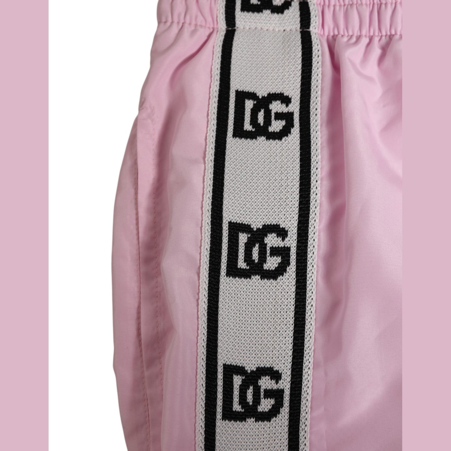 Dolce & Gabbana Pink Nylon Logo Side Stripe Beachwear Men Swimwear