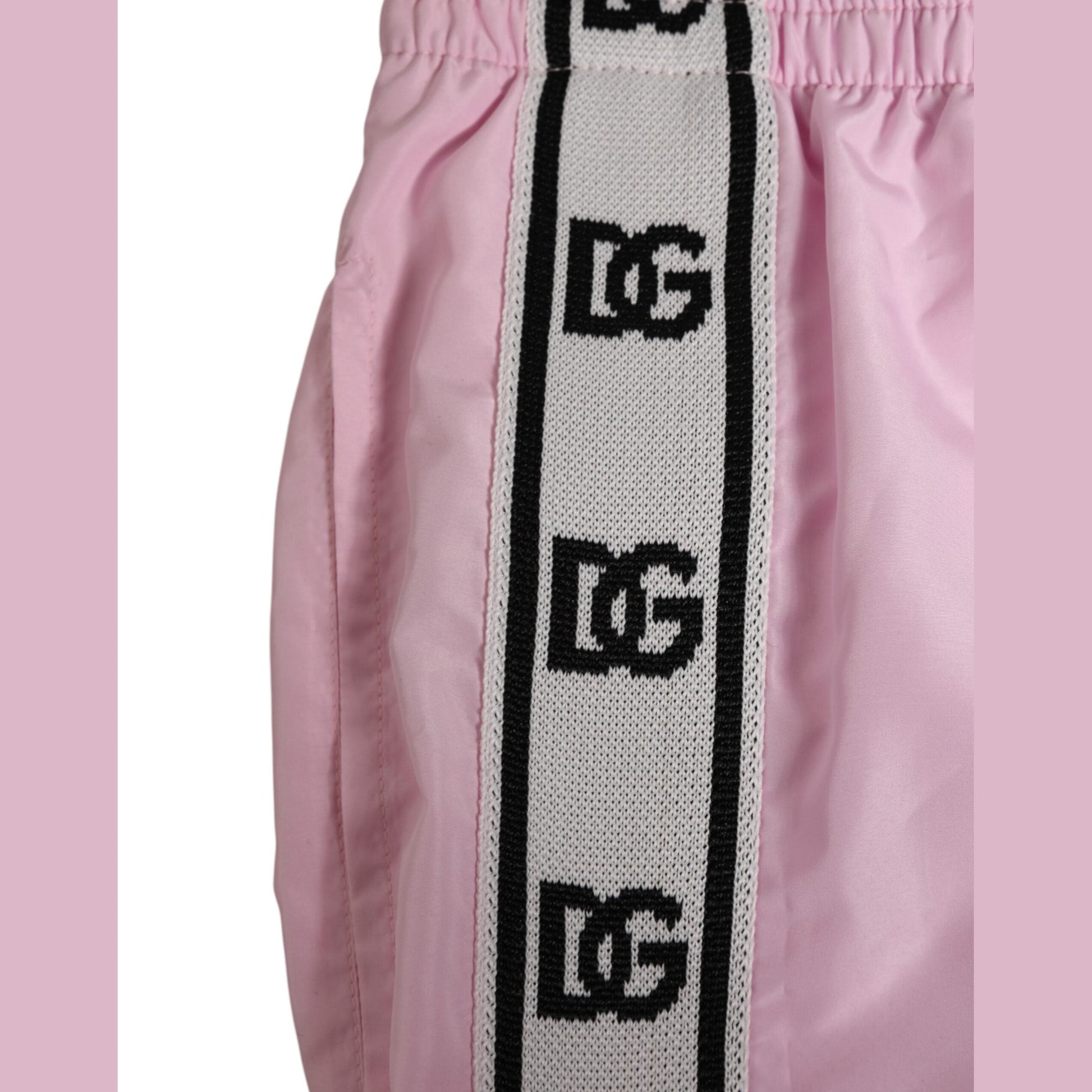 Dolce & Gabbana Pink Nylon Logo Side Stripe Beachwear Men Swimwear