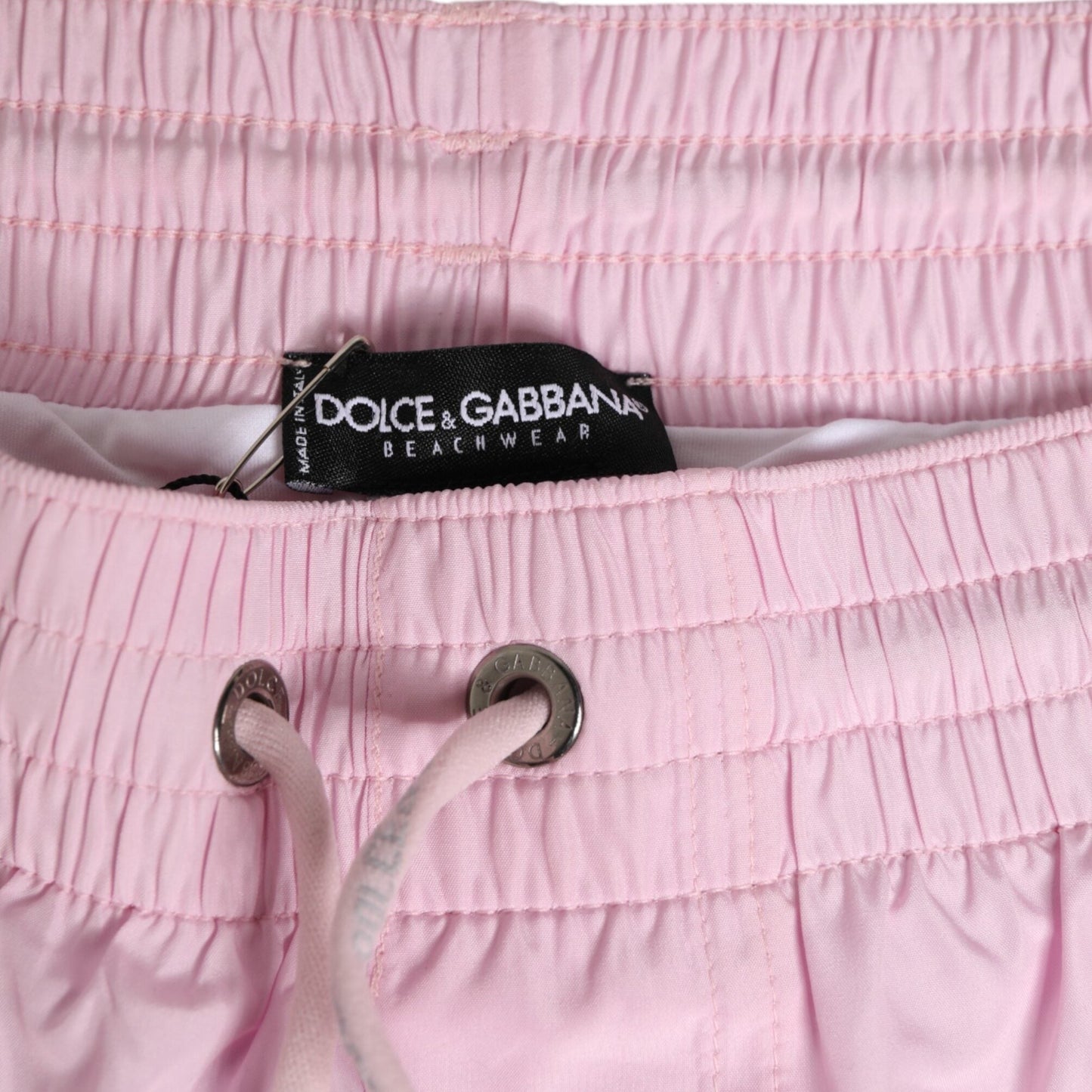 Dolce & Gabbana Pink Nylon Logo Side Stripe Beachwear Men Swimwear