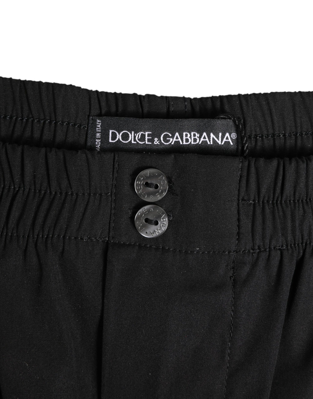 Dolce & Gabbana Black Cotton Elastic Waistband Button Swimwear - Eljoys Fashion 