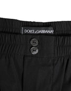 Dolce & Gabbana Black Cotton Elastic Waistband Button Swimwear - Eljoys Fashion 