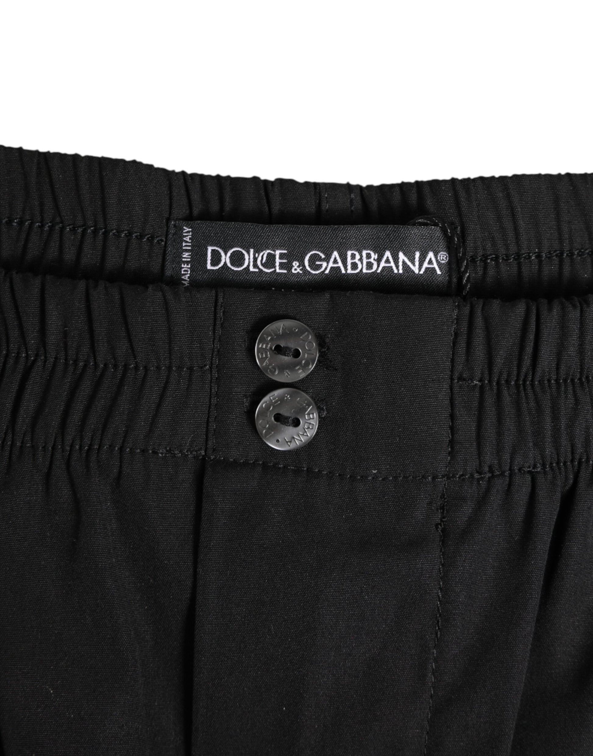 Dolce & Gabbana Black Cotton Elastic Waistband Button Swimwear Dolce & Gabbana