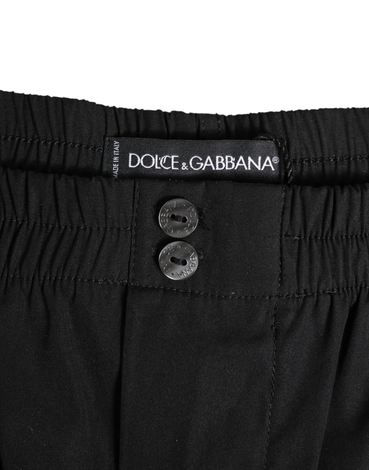 Dolce & Gabbana Black Cotton Elastic Waistband Button Swimwear - Eljoys Fashion 