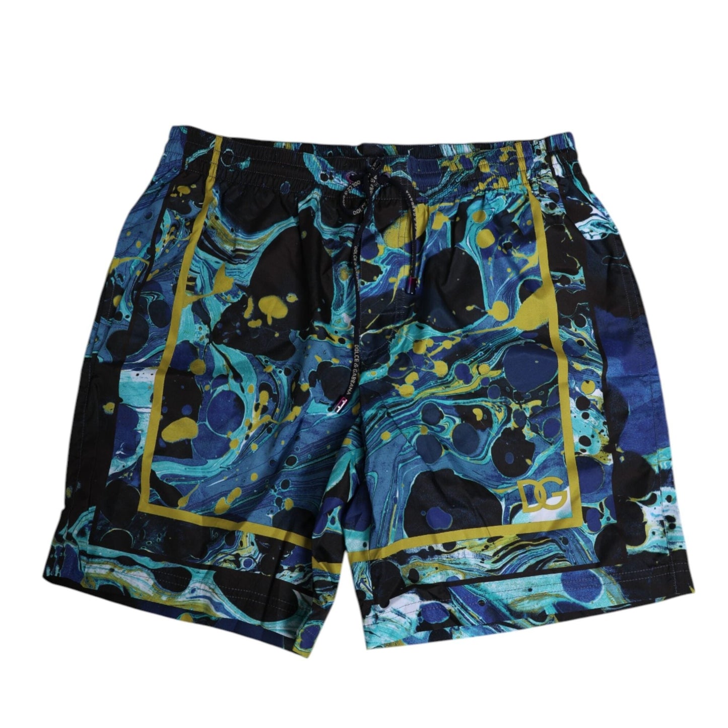 Dolce & Gabbana Blue Marble Print Logo Men Boxer Short Swimwear