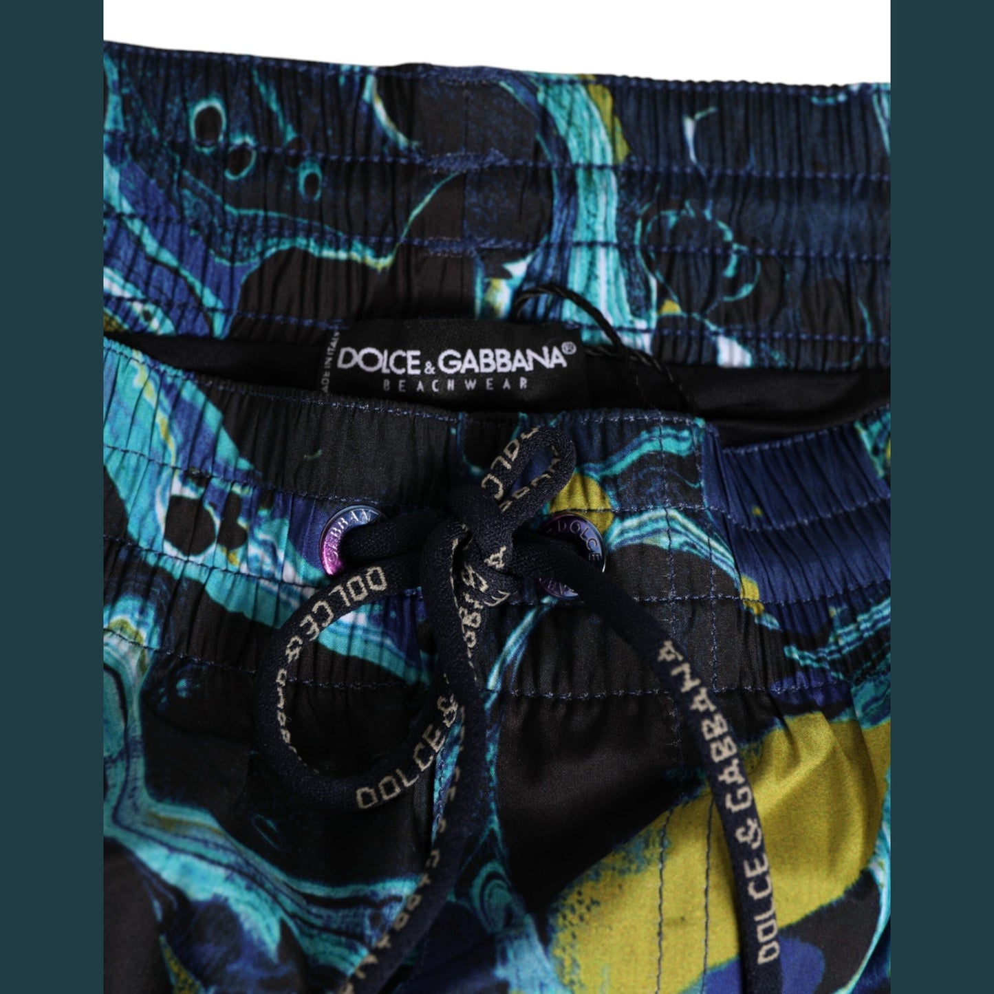 Dolce & Gabbana Blue Marble Print Logo Men Boxer Short Swimwear