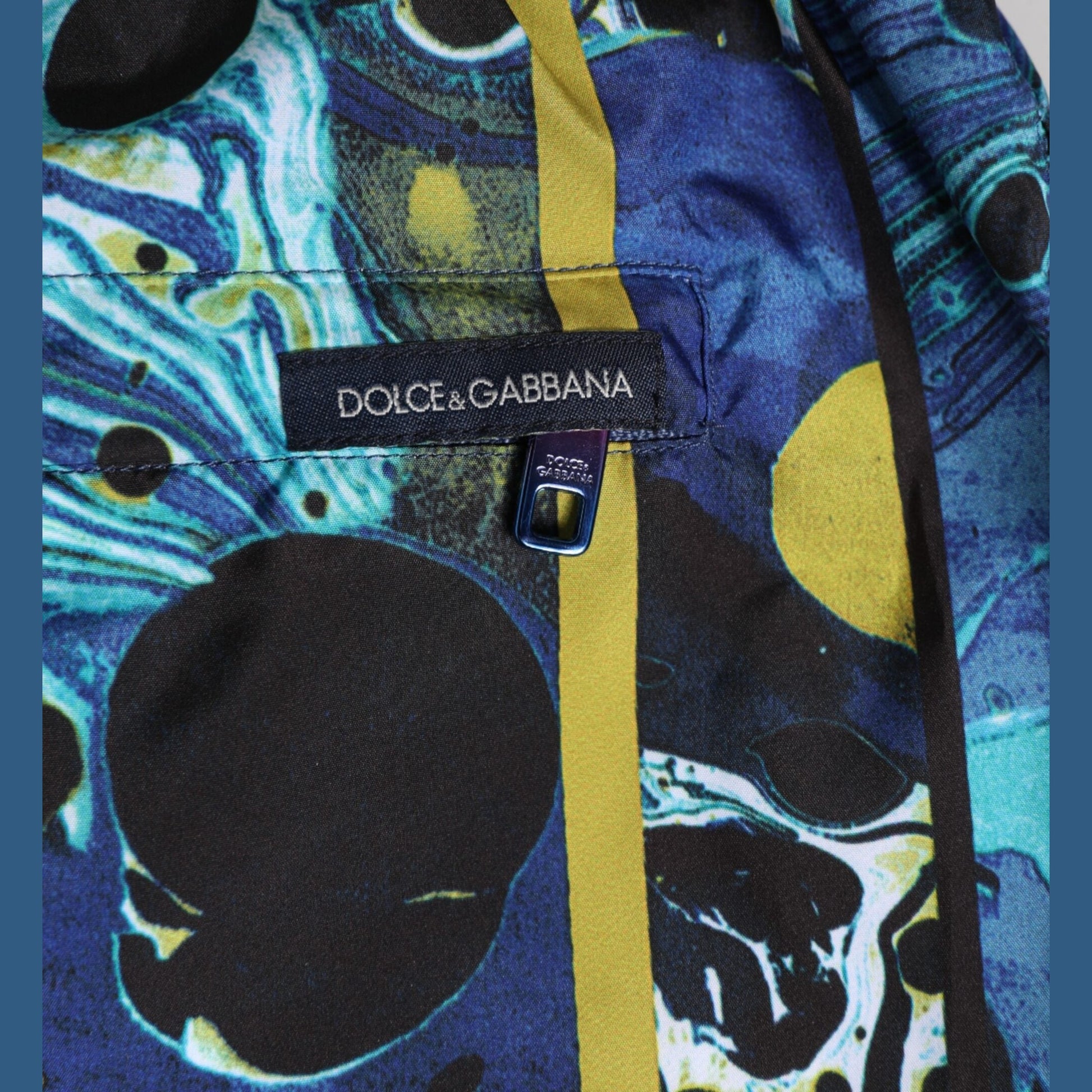 Dolce & Gabbana Blue Marble Print Logo Men Boxer Short Swimwear