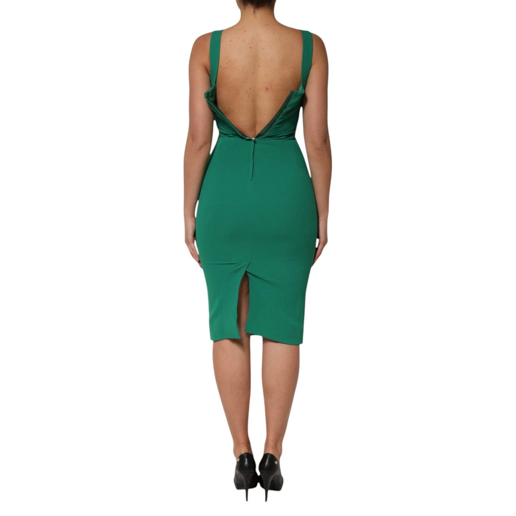 Dolce & Gabbana Dark Green Sleeveless Rayon Bodycon Dress Dolce & Gabbana