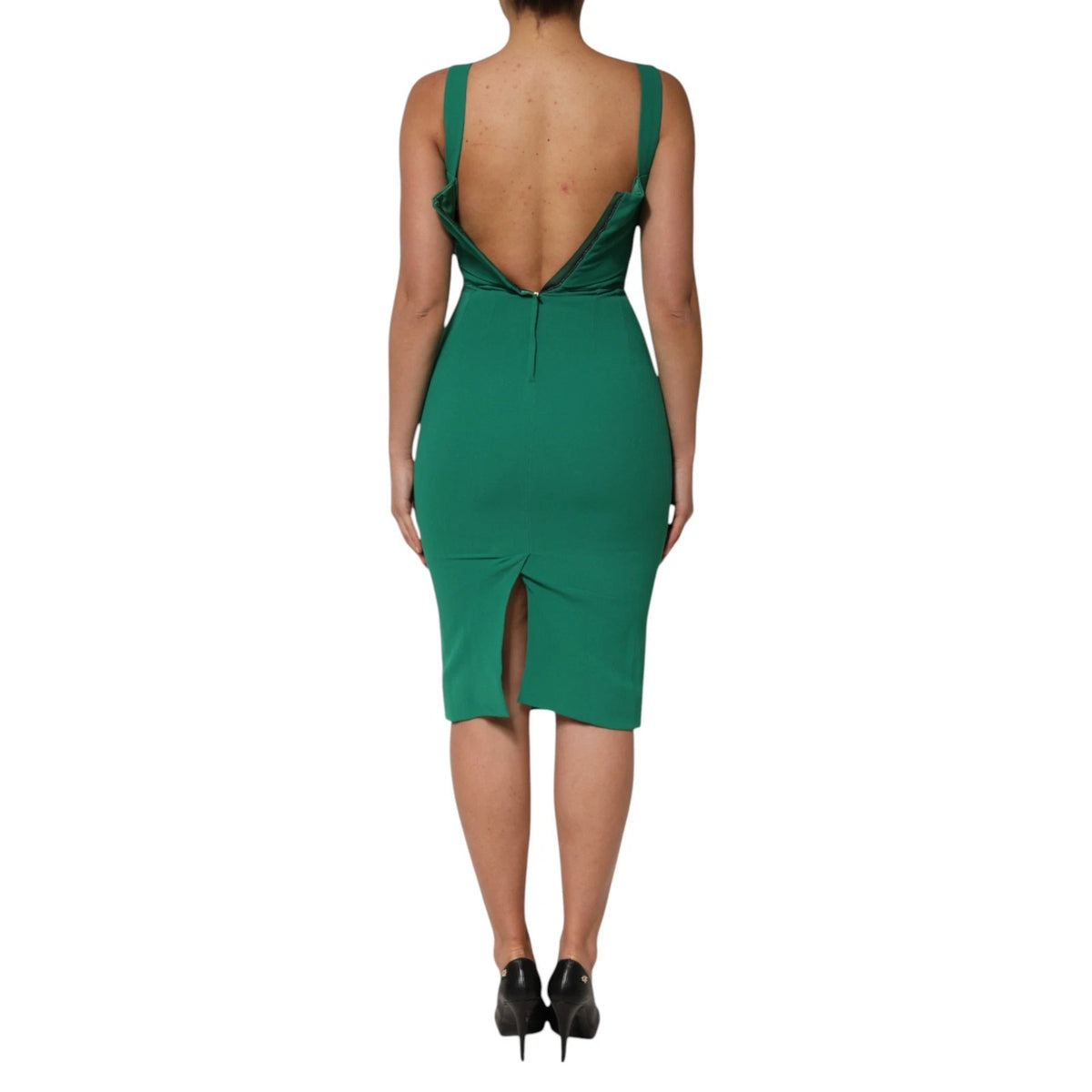 Dolce & Gabbana Dark Green Sleeveless Rayon Bodycon Dress Dolce & Gabbana