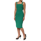 Dolce & Gabbana Dark Green Sleeveless Rayon Bodycon Dress Dolce & Gabbana
