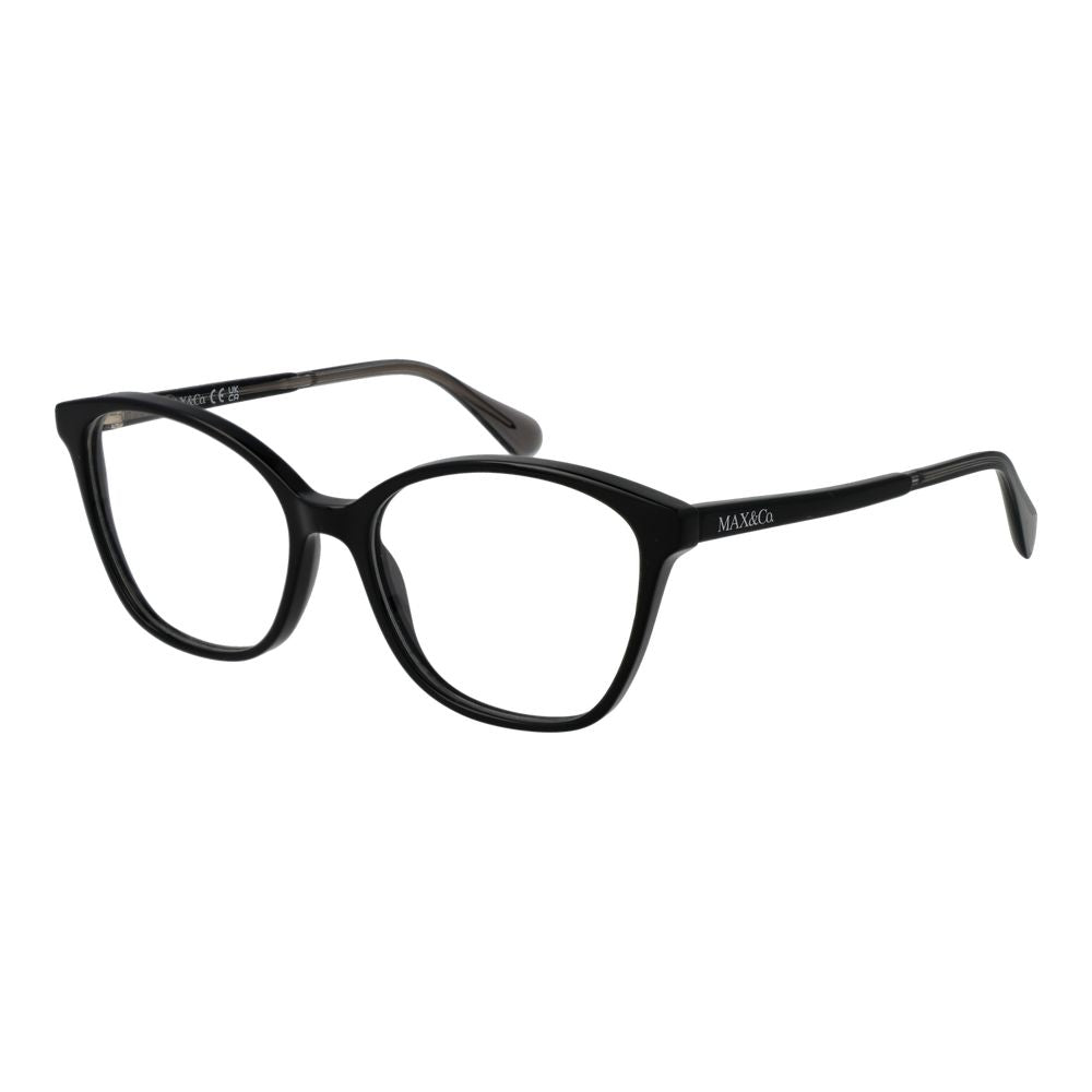 Black acetate glasses frames by Max & Co with clear lenses, stylish and modern eyewear for everyday wear.