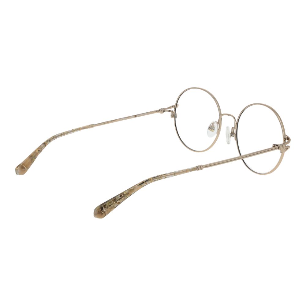 Christian Lacroix beige metal glasses frames with clear lenses, stylish and lightweight for a sophisticated look.