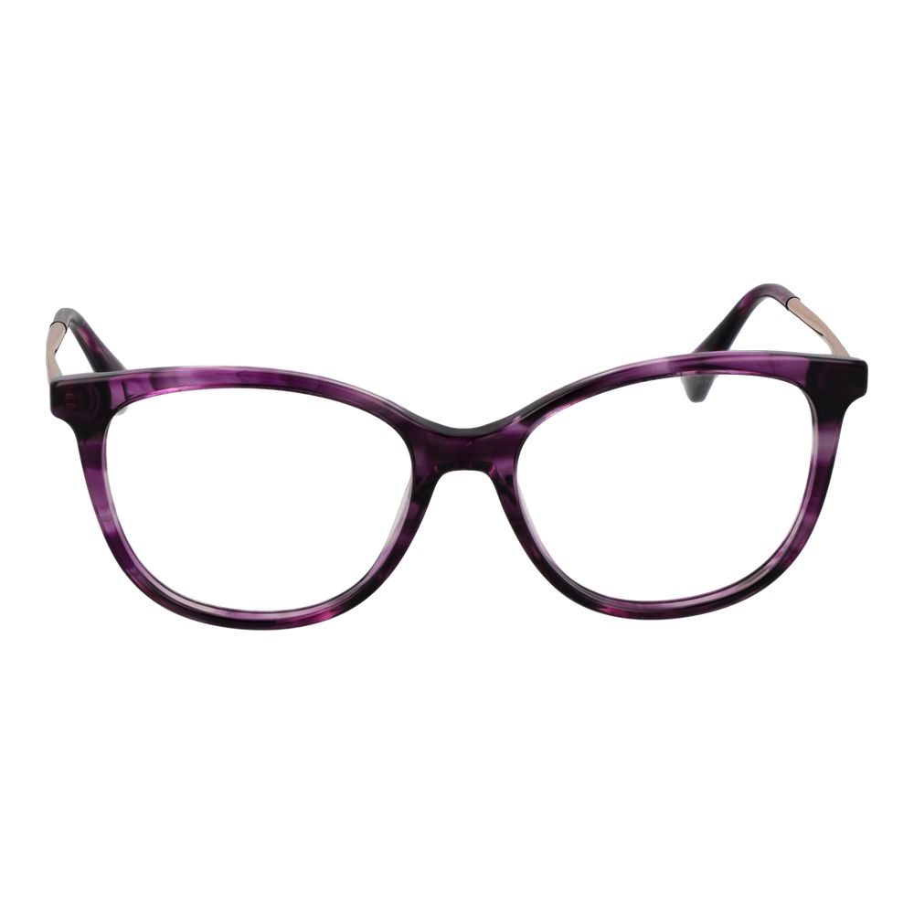 Max Mara purple acetate glasses frames with rounded design and clear lenses, stylish eyewear for everyday wear.