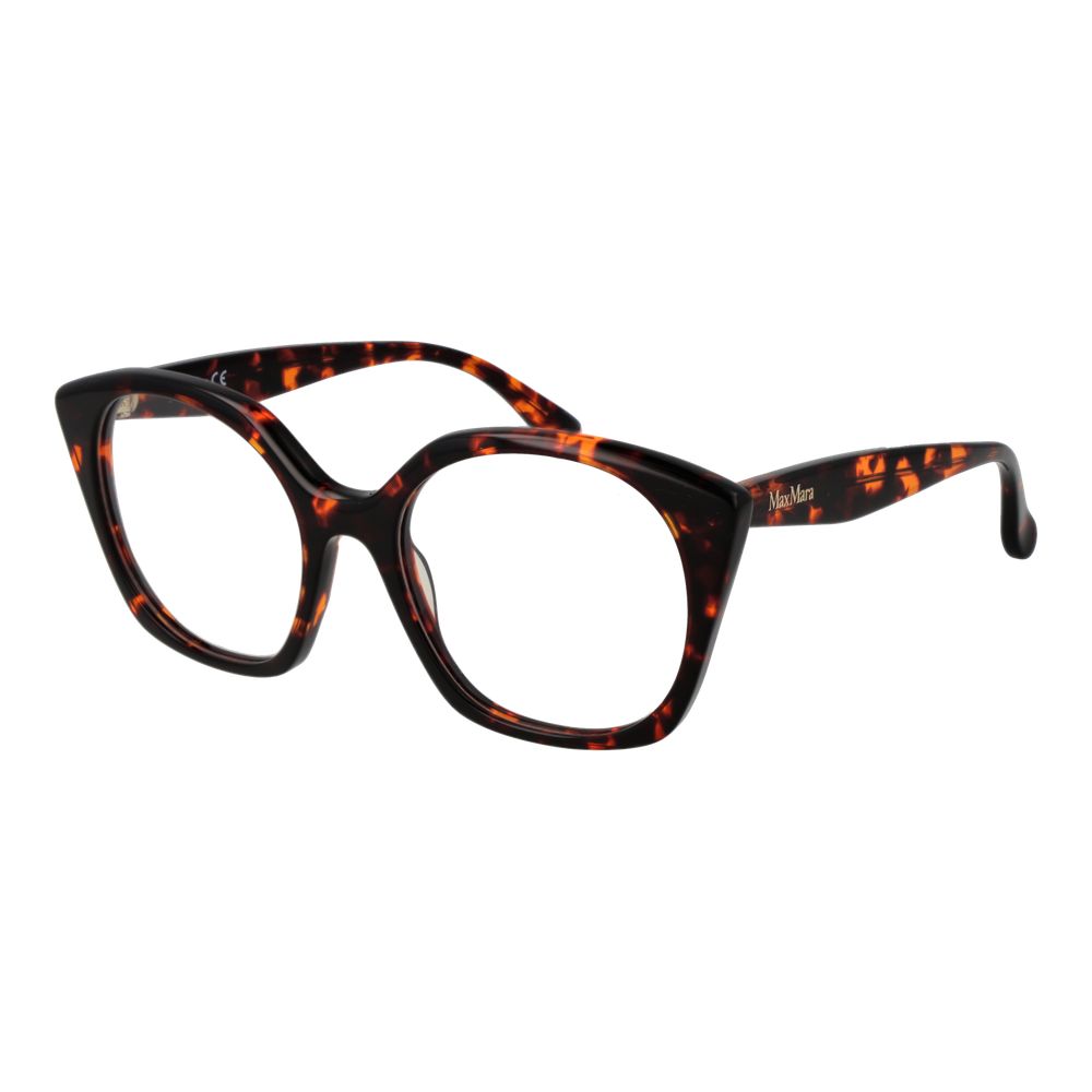 Max Mara brown plastic eyeglasses frames with sleek design and modern style, displayed on a neutral background.
