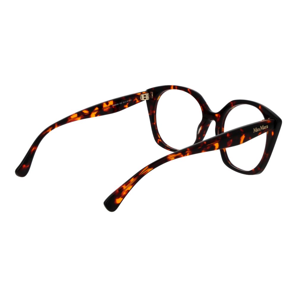 Max Mara brown plastic eyeglasses frames with rounded design, showcasing stylish and lightweight eyewear.