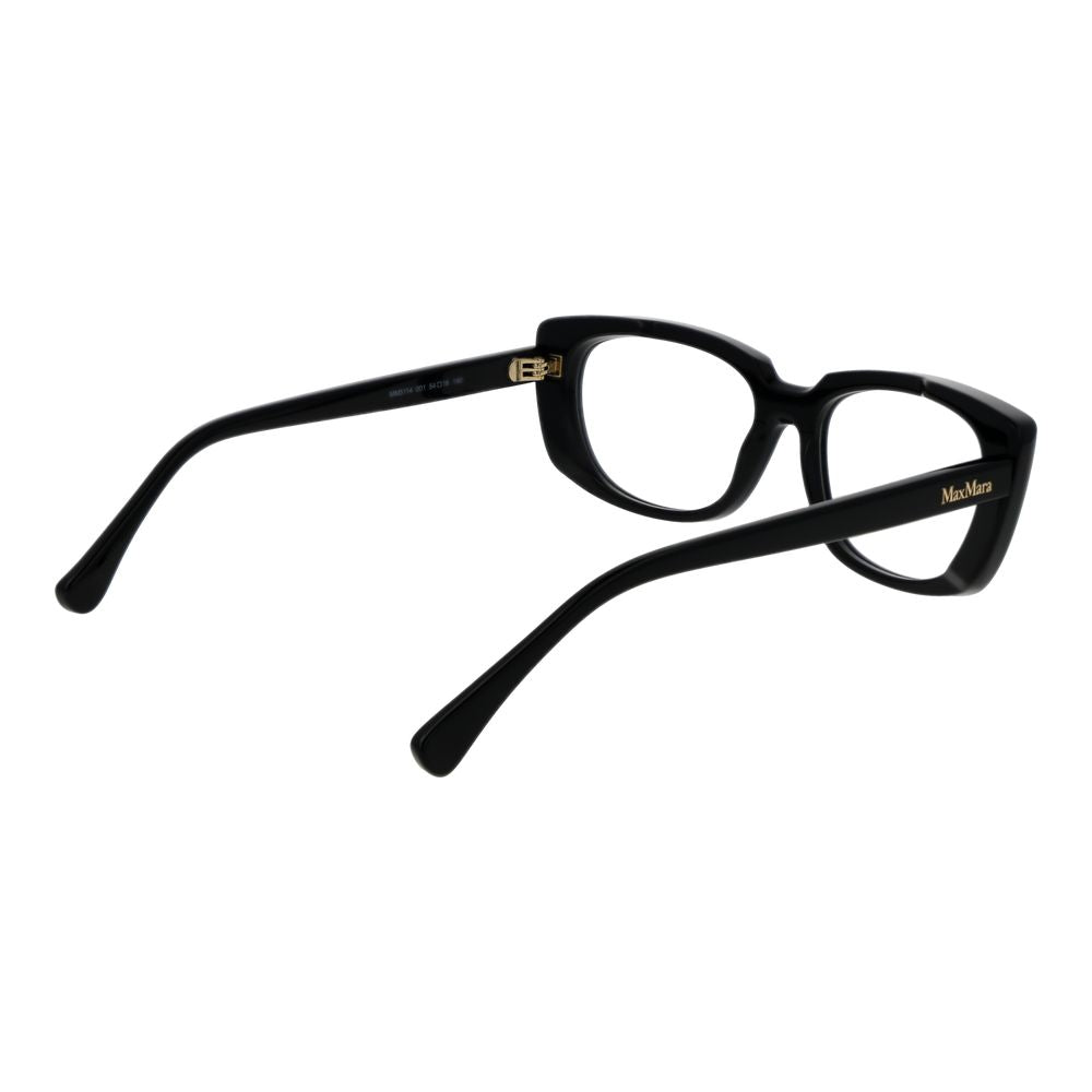 Max Mara black acetate glasses frames with clear lenses, stylish and lightweight eyewear for modern fashion.